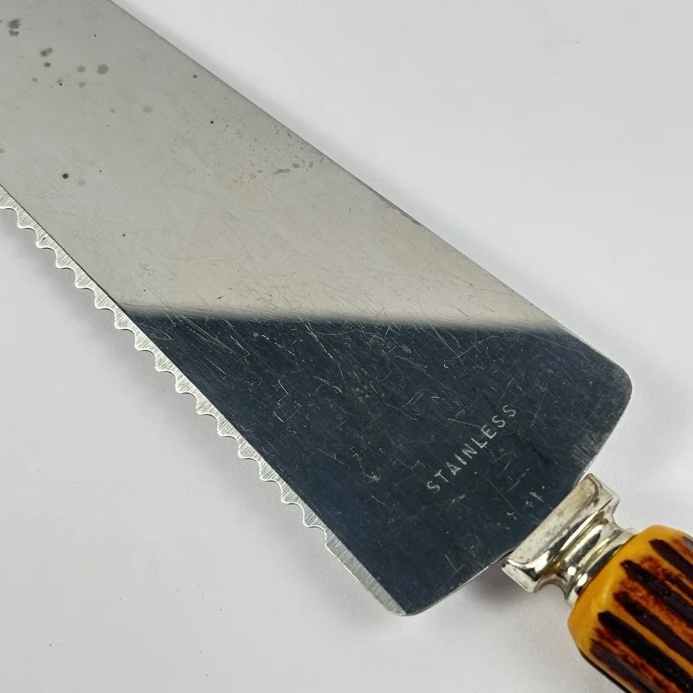 Electro-Way Cake Server -‎ Stainless Steel Serrated Cake Knife with Stag Handle